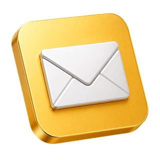 Ícono decorativo en 3D de un sobre de correo en la página de contáctenos